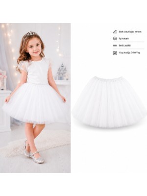 AyrStore Beyaz Çocuk Tütü Etek – Içi Astarlı Prenses Eteği 3-10 Yaş
