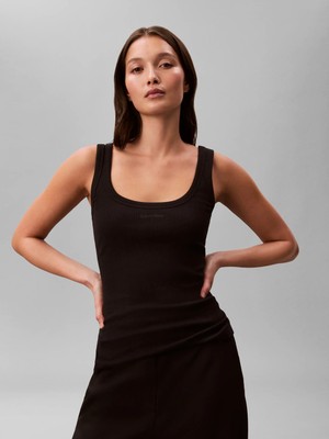 Calvin Klein Kadın / Kız Siyah Calvin Klein Sl Varıgated Rıb Nan, Ub1 Siyah Kadın Atlet