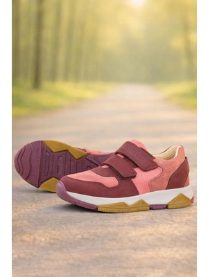 Rakerplus Hakiki Deri Bordo Pembe Kız Çocuk Sneakers Spor Ayakkabı