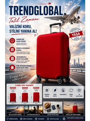 Trend Global Valiz Bavul Koruyucu Kılıfı Kırmızı