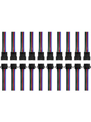 Ledarmy 10'lu Set 5 Pin Kilitli Konnektörlü Kablo Takımı Erkek Dişi RGB RGBW LED Şerit Bağlantı Kablosu 5 Pin LED Soket