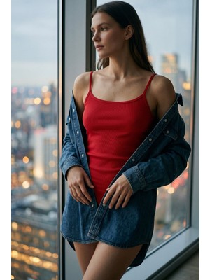 Kadın Pamuklu Slim Fit Askılı Atlet Yumuşak Soft Örme Basic Iç Giyim Vücuda Oturan