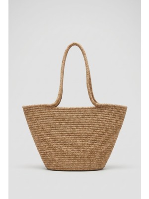 Qalortex Scarf Geniş Hasır Tote Çanta