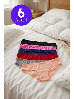 Kadın 6'lı Paket Pamuklu Bikini Külot Esnek Yumuşak Iz Yapmaz Iç Çamaşırı