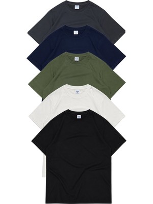 Fuddy Moda 5'li Unisex Regular Fit Bisiklet Yaka Tişört