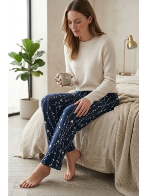 Kadın Büyük Beden Pamuklu Pijama Altı Lastikli Bel Rahat Kesim Battal Boy Soft Örme