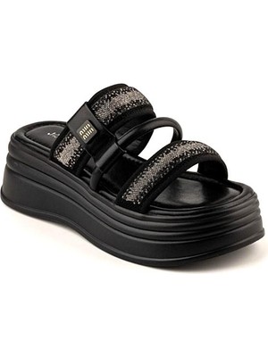Bags Shoes Guja 25Y409-4 Kalın Taban Premium Taşlı Kadın Terlik