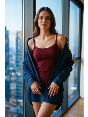 Kadın Pamuklu Slim Fit Askılı Atlet Yumuşak Soft Örme Basic Iç Giyim Vücuda Oturan