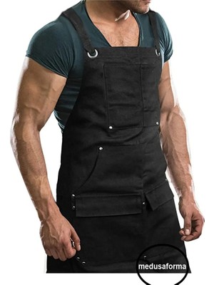 Northstyle Askılı Mutfak Önlüğü Master Chef Cafe Şef Garson Aşçı Kuaför Sanat Barista Önlük - Siyah