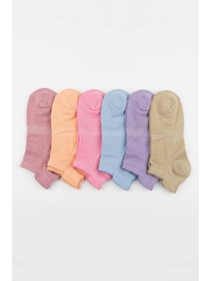 Aura Pastel Seri Dikişsiz Kadın Patik Çorap 36-40 Bambu Dokulu 6'lı Bilek Çorap Seti
