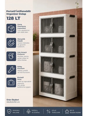 Kitchen Life 4'lü Portatif Istiflenebilir Organizer Dolap- Banyo Mutfak Dolapları Saklama Kutu