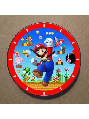 Bsb Super Maryo Temalı Magnet Saat Buzdolabı Süsü Duvar Saati 10,5cm MS9035