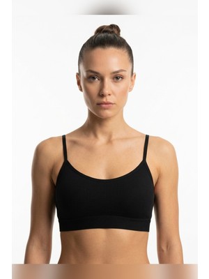 Ince Ip Askılı Çıkarılabilir Pedli Fitilli Pamuk Bralette Büstiyer Crop