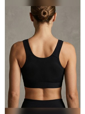 Büyük Beden Kalın Askılı Çıkarılabilir Pedli Fitilli Pamuk Büstiyer Bralet Atlet Spor Sütyen Crop Top Siyah Beyaz Ten