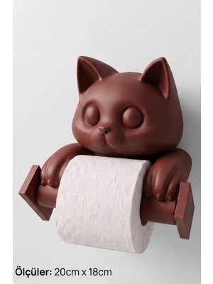 the mr east Kedi Figürlü Dekoratif Tuvalet Kağıtlık 20X18 cm Pla Sevimli Banyo Aksesuarı