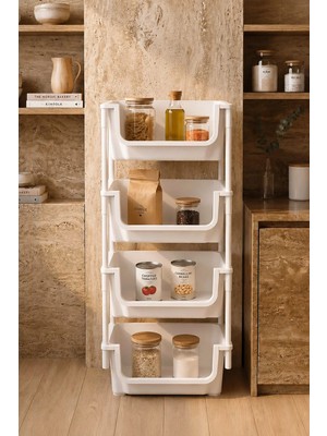 Kitchen Life 4 Katlı Oyuncak Toplama Rafı Banyo Düzenleyici Mutfak Rafı Sepet Sebzelik
