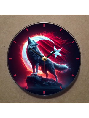 Bsb Türk Göktürk Temalı Magnet Saat Buzdolabı Süsü Duvar Saati 10,5cm MS9025
