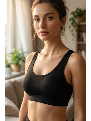 Kalın Askılı Çıkarılabilir Pedli Pamuk Büstiyer Bralet Toparlayıcı Sporcu Atleti Crop Top