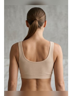 Büyük Beden Kalın Askılı Çıkarılabilir Pedli Fitilli Pamuk Büstiyer Bralet Atlet Spor Sütyen Crop Top Siyah Beyaz Ten
