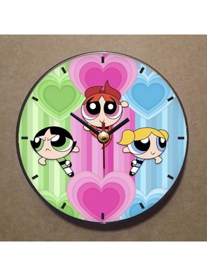 Bsb Powerpuff Girls Temalı Magnet Saat Buzdolabı Süsü Duvar Saati 10,5cm MS9027