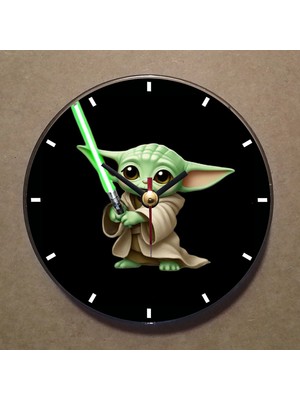 Bsb Baby Yoda Temalı Magnet Saat Buzdolabı Süsü Duvar Saati 10,5cm MS9028