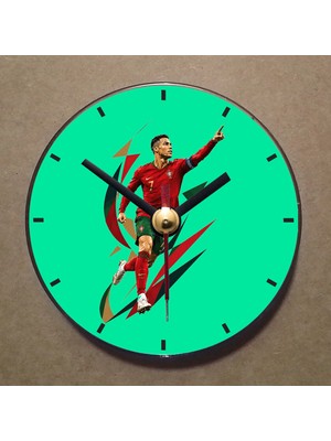 Bsb Ronaldo Temalı Magnet Saat Buzdolabı Süsü Duvar Saati 10,5cm MS9039