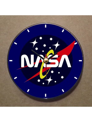 Bsb Nasa Temalı Magnet Saat Buzdolabı Süsü Duvar Saati 10,5cm MS9036