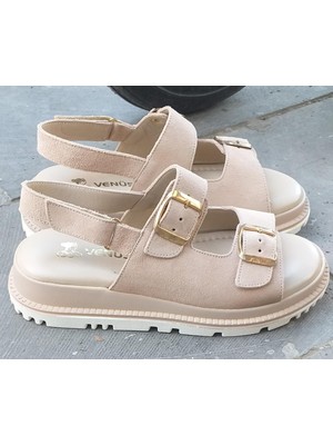 Bags Shoes Venüs 25470010Y Kadın Hakiki Deri Ayarlanabilir Çift Bantlı Anatomik Comfort Taban Günlük Sandalet