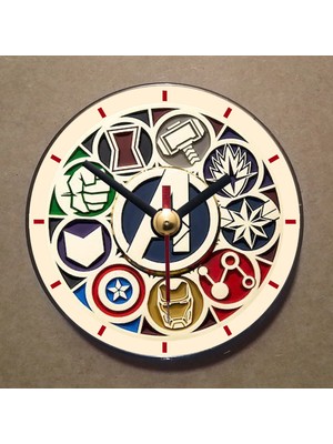 Bsb Avengers Temalı Magnet Saat Buzdolabı Süsü Duvar Saati 10,5cm MS9042