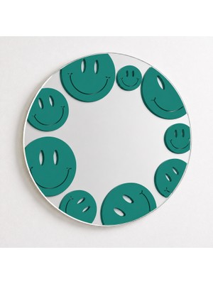 Ortakçı Design Echo Deco Koyu Yeşil Gülücük Desenli Baskılı Yuvarlak Dekoratif Ayna 15*15