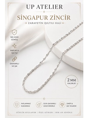 Up Atelier 925 Ayar Gümüş Singapur Model Kolye 2mm