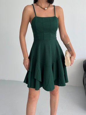 Alfudo Moda Collection Ince Askılı Eteği Kat Detay Abiye Mezuniyet Elbisesi