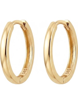Duyum Gold Altın Halka Küpe 1.5 cm Çap Içi Dolu Döküm 14 Ayar