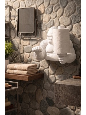the mr east Goril Figürlü Dekoratif Tuvalet Kağıtlık 20X17 cm Pla Pratik Banyo Aksesuarı