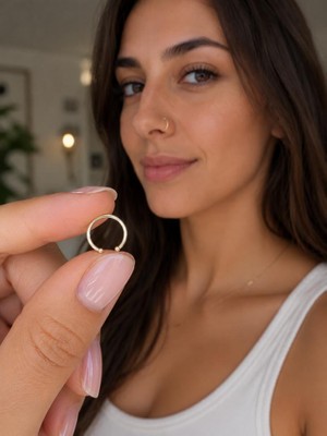 925 Ayar Gümüş Halka Burun Hızması 1 cm Çap Gri Renk Minimal Unisex Nose Hoop Piercing