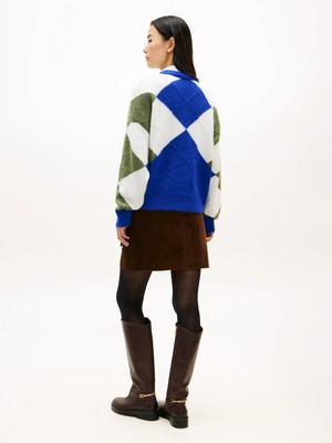 Tommy Hilfiger Kadın / Kız Mavi Tommy Hilfiger Alpaca Blend Argyle, 0zu Mavi Kadın Kazak