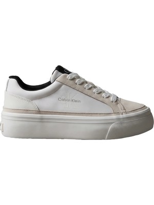 Calvin Klein Kadın / Kız Bej Calvin Klein Vulc Flatf Laceup Ny, 01W Bej Kadın Spor Ayakkabı