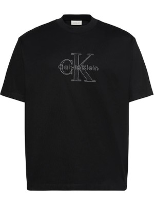 Calvin Klein Erkek Siyah Calvin Klein Ss 16S Lınen Applıqu, Ub1 Siyah Erkek T-Shirt