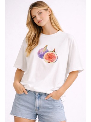 Premium Oversize %100 Pamuk Unisex Baskılı Tişört Figgy