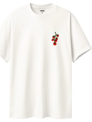 Premium Oversize %100 Pamuk Unisex Baskılı Tişört Tomato Bunch