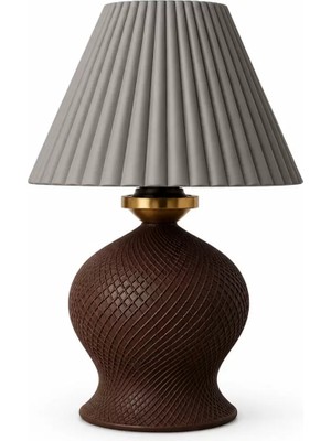 Fırsatkolik Luxury Tasarımlı Abajur – Yatak Odası ve Çocuk Odası Için Dekoratif Aydınlatma 31X45 cm Üst Gri Alt Kahverengi