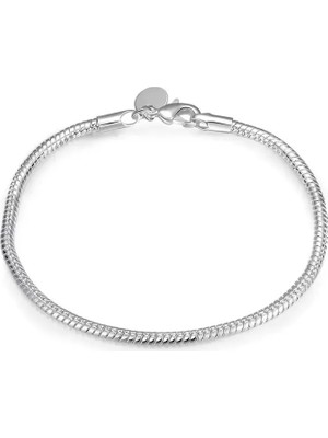 Fırsatkolik Bileklik 925 Ayar Gümüş Charm Takılabilir Kadın Erkek Unisex Gümüş Yılan Hediye