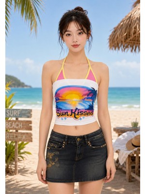İsra Ayyıldız Moonstar Collection Sun Kissed Summer Ek Askılı Pinterest Crop Top