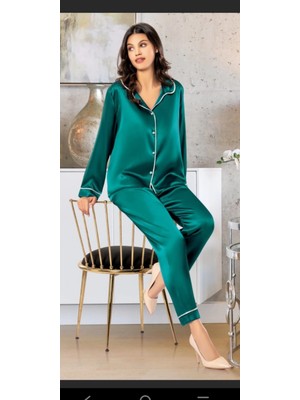 Larimar Freshness 2045 Saten Gömlek Yaka Patlı Pijama Takımı