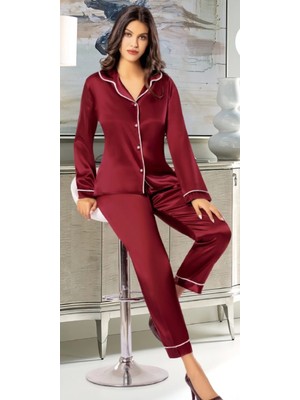 Larimar Freshness 2045 Saten Gömlek Yaka Patlı Pijama Takımı