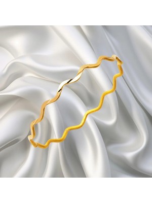 LEVA GOLD Dalgalı Sarı Ajda Gümüş Bilezik 9 gr