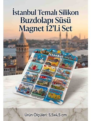 Wolawood İstanbul Temalı 12'li Toptan Magnet Buzdolabı Süsü Hediyelik Hatıra Seti Turistik Souvenir Koleksiyonu Yerli ve Yabancı Misafirler İçin Şık Hediye Paketi