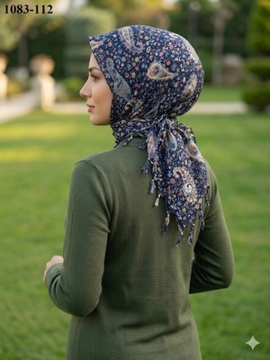 Huzurlu İpek Huzurlu Ipek Desenli Sökme Boncuklu Eşarp 1083-112