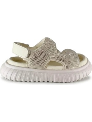Marco Kids Taşlı Kız Çocuk Sandalet Bej
