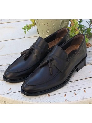 Danacı D-182 Ekek Hakiki Deri Kösele Taban Püsküllü Klasik Loafer Premium Ayakkabı